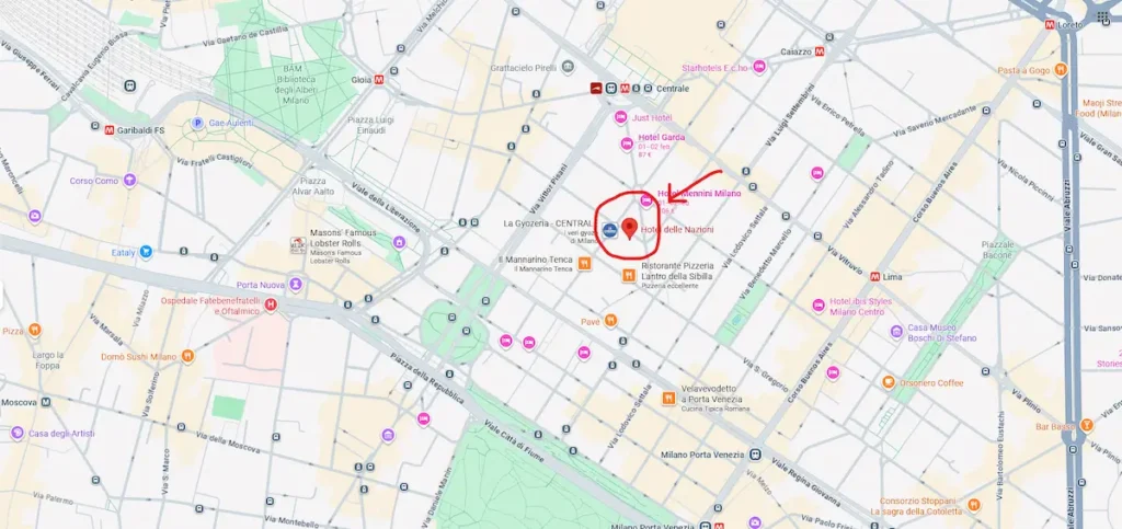 Posizione hotel day use Milano vicino alla Stazione Centrale
