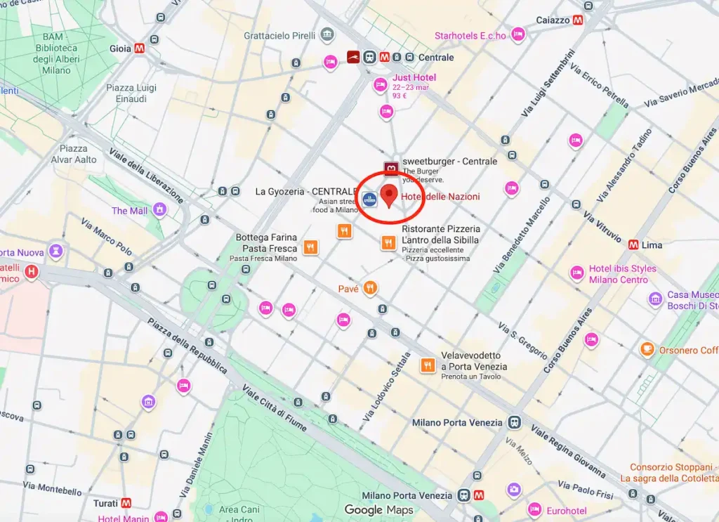 Hotel delle Nazioni vicino alla Stazione Centrale con parcheggio Hotel con parcheggio vicino alla Stazione Centrale di Milano