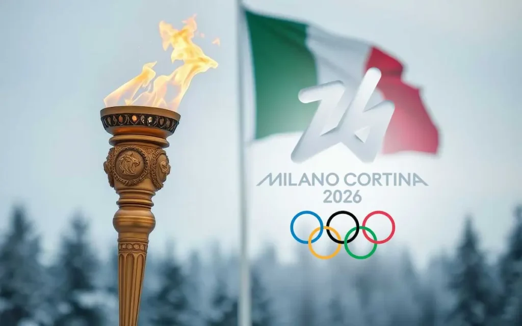 Torcia olimpica durante le Olimpiadi Milano 2026
