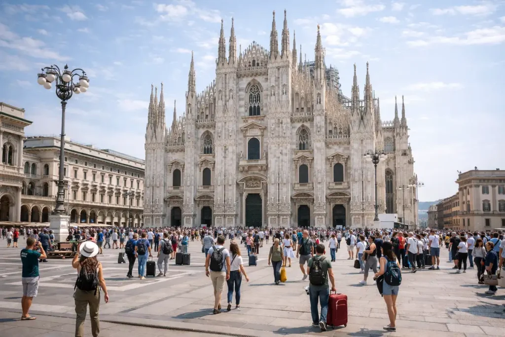 Duomo di Milan cathedral in the historic city center