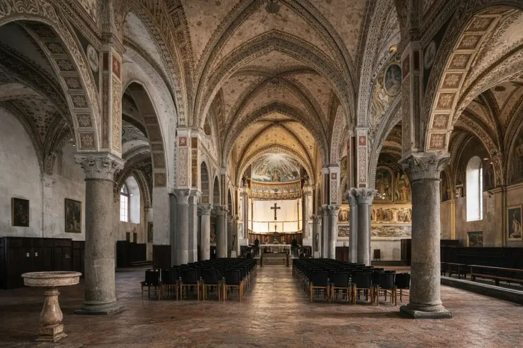 Interior of Santa Maria delle Grazie church in Milan