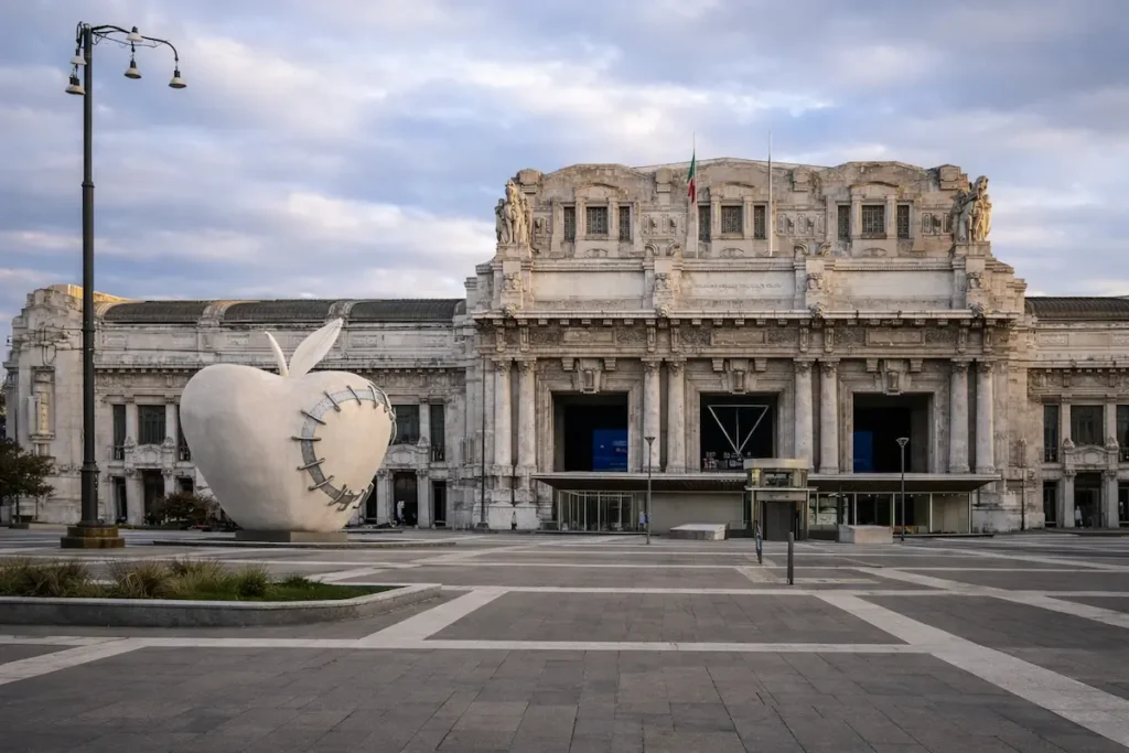 Milano Centrale railway station exterior near Hotel delle Nazioni