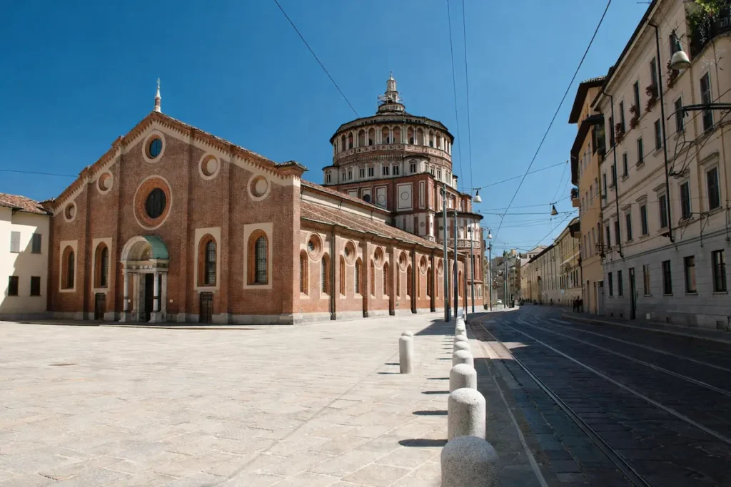 Exterior of Santa Maria delle Grazie church in Milan