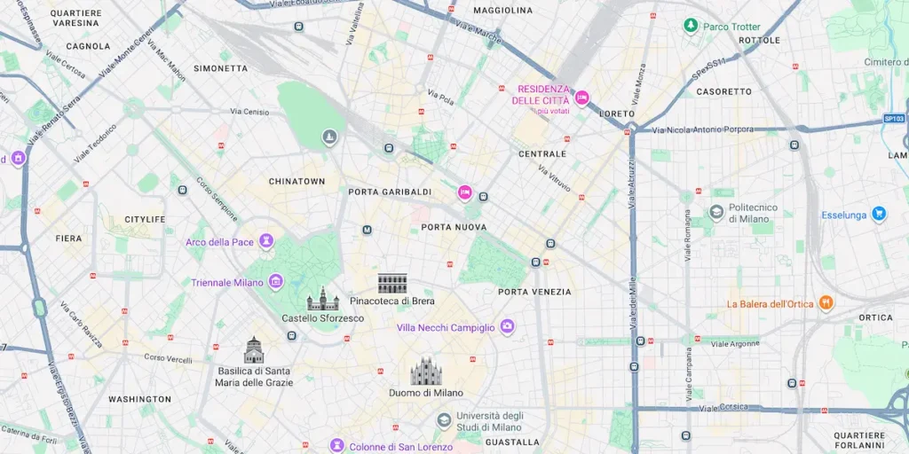 Map of Milan Central Station area map of hotels near Milan Central Station and city center